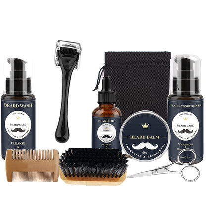 Care Roller Beard Care Balsam Comb Brush Pogonotomy Scissors Set Men dealsniper-net D