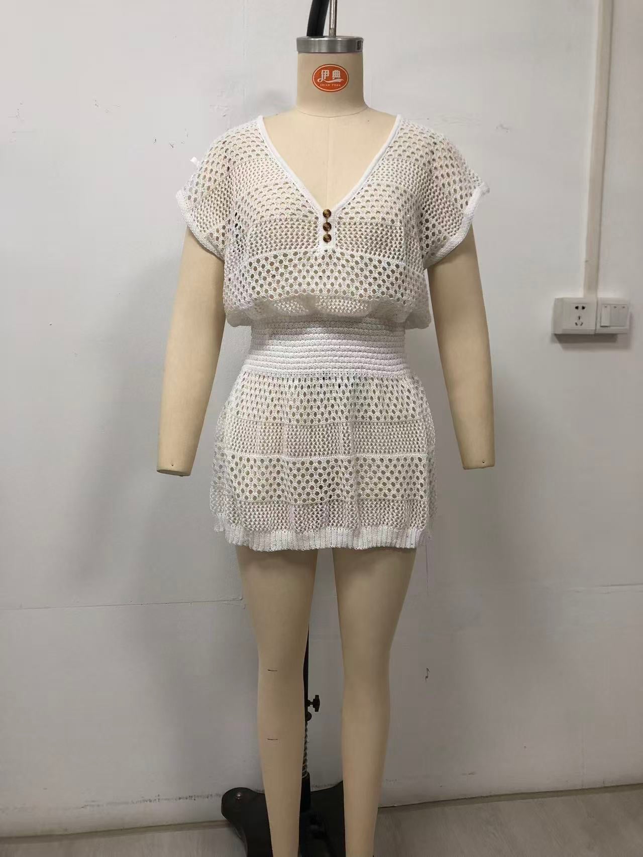 New Women Crochet Beach Dress Sparkly Sequin Women Gym From House