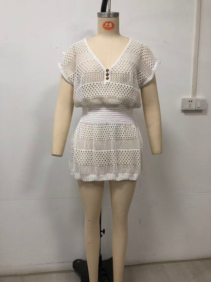 New Women Crochet Beach Dress Sparkly Sequin Women Gym From House
