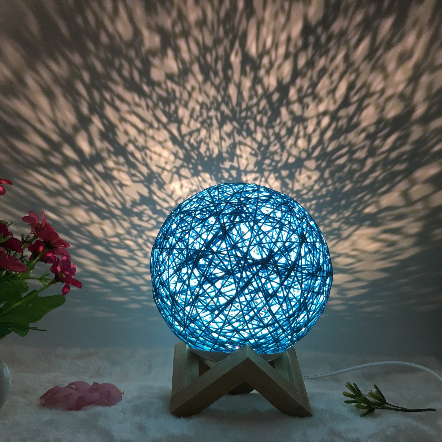 Creative Linen Table Lamp Novel and Unique LED Intelligent Home Decor Gym From House Blue shelf Button 15cm