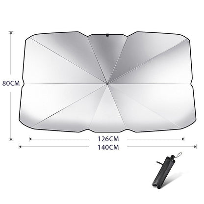 Foldable Car Windshield Sun Shade Umbrella UV Protection Vehicle DealSniper.net Titanium silver Large