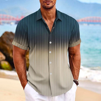 Lapel Button Short-sleeved Shirt Summer Fashion Gradient Men DealSniper.net DCS03WMDCS04 2XL