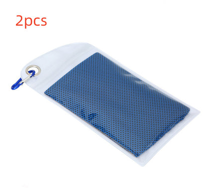 Mountaineering Bag Cooling Ice Feeling Cold Feeling Towel Ice-cold Towel Sports DealSniper.net Sapphire Blue 2pcs Rounded corners 30x90cm