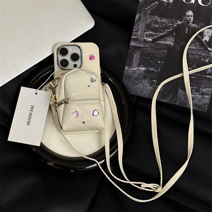 Crossbody Leather Small Backpack Phone Case Phones dealsniper-net White IPhone11