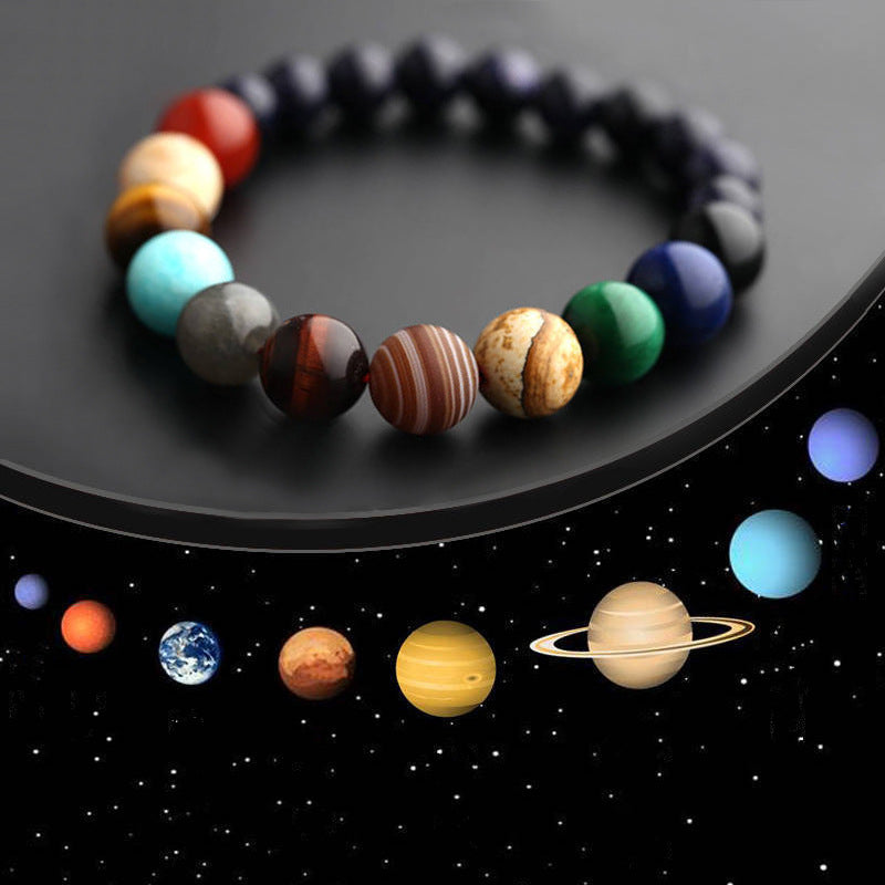 New Fashion Eight Planets Beaded Bracelet Men's Natural Stone Jewelry dealsniper-net Planets Bracelet