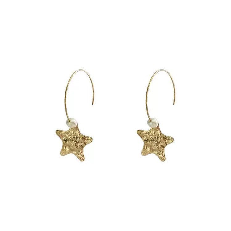 Fantastic Niche Five-pointed Star Pearl Earrings For Women Jewelry dealsniper-net Gold