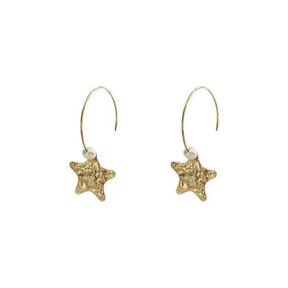 Fantastic Niche Five-pointed Star Pearl Earrings For Women Jewelry dealsniper-net Gold