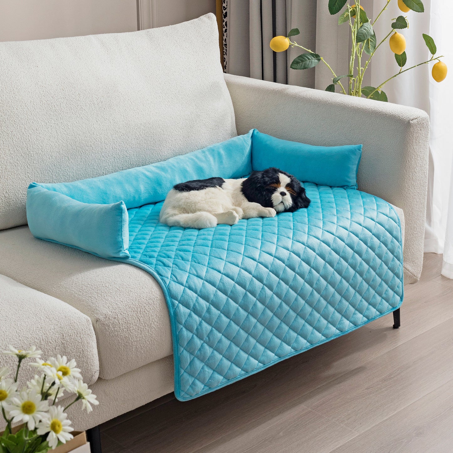 Pet Dog Sofa Bed Dog Beds For Large Dogs Cushion Pets dealsniper-net Pet Pad Blue With Pillow 75x120cm