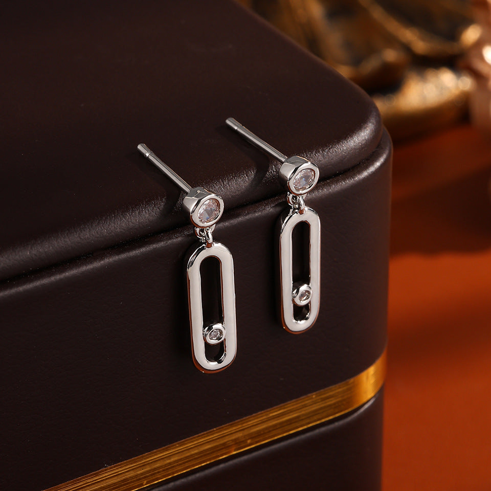 Cross-Border Classic Square-Shaped Light Luxury High-End Necklace Jewelry Gym From House Ep5993 earrings white