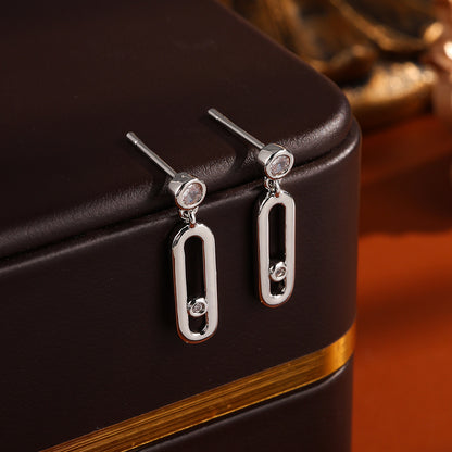 Cross-Border Classic Square-Shaped Light Luxury High-End Necklace Jewelry Gym From House Ep5993 earrings white