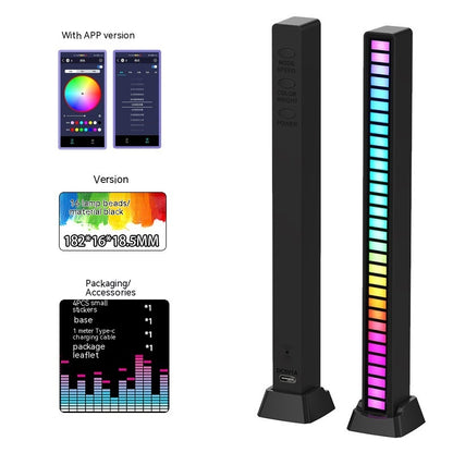 Led Sound Control Light Bar RGB Ambient Pickup Rhythm Lamp Music House DealSniper.net 16 Lights Black APP 5V Built In Battery Style