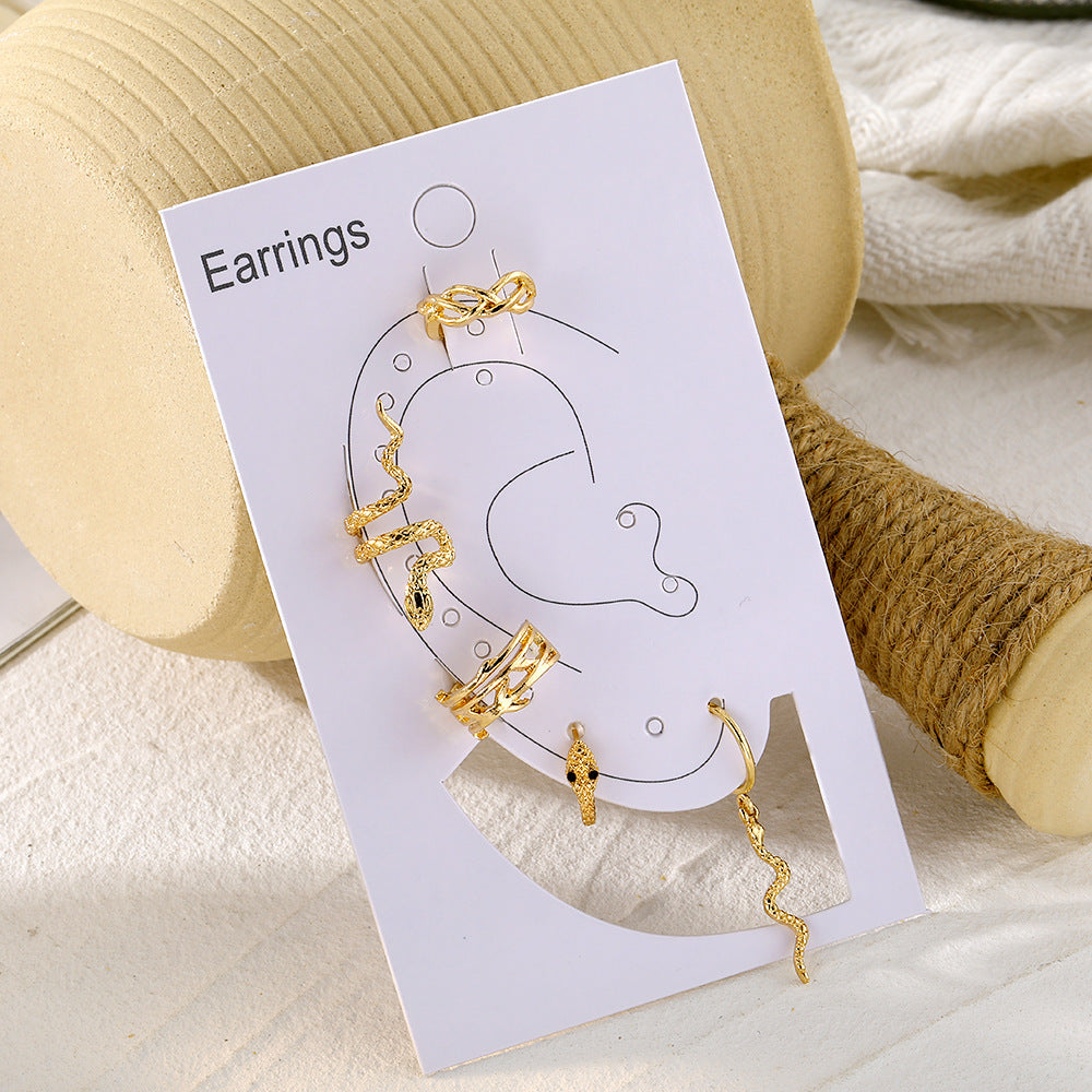 Punk Gold Plated Animal Snake Clip Earrings Ear Clip Without Piercing Jewelry Gym From House