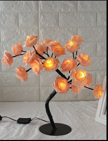 LED Tree Lamp Rose Small Tree Lamp Modeling Lamp Table Lamp Home Decor dealsniper-net Black orange EU