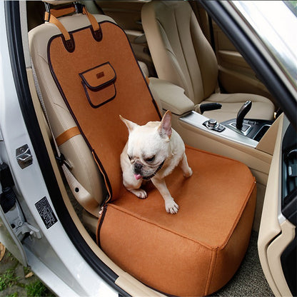 Retro Dual-purpose Pet Car Mat Front Seat Cushion Pets dealsniper-net Brown