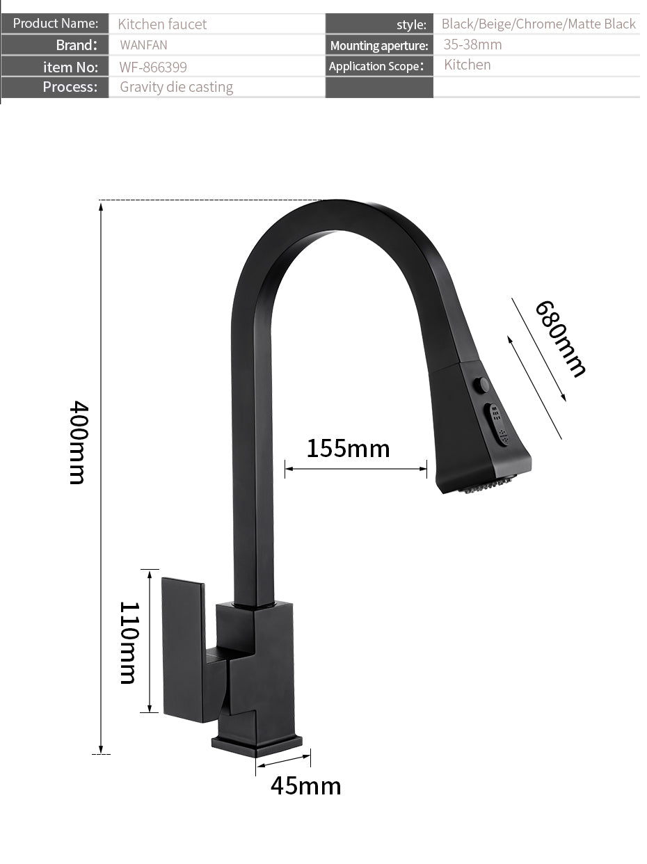 Stretchable Sink Faucet Double Outlet Mode Kitchen dealsniper-net