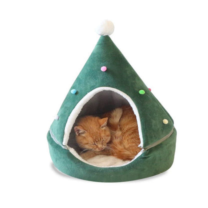 Christmas Tree Pet Bed Winter Warm Pet Nest Pets Gym From House Green L