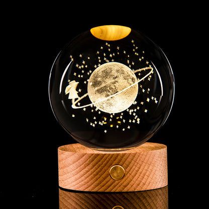 Luminous Galaxy Crystal Ball Decoration 3D Laser Inner Carving Home Decor dealsniper-net Strolling Starry Sky 6cm Crystal Ball Base