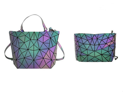 Luminous Makeup Bag Lattice Design Geometric Bag Women dealsniper-net C