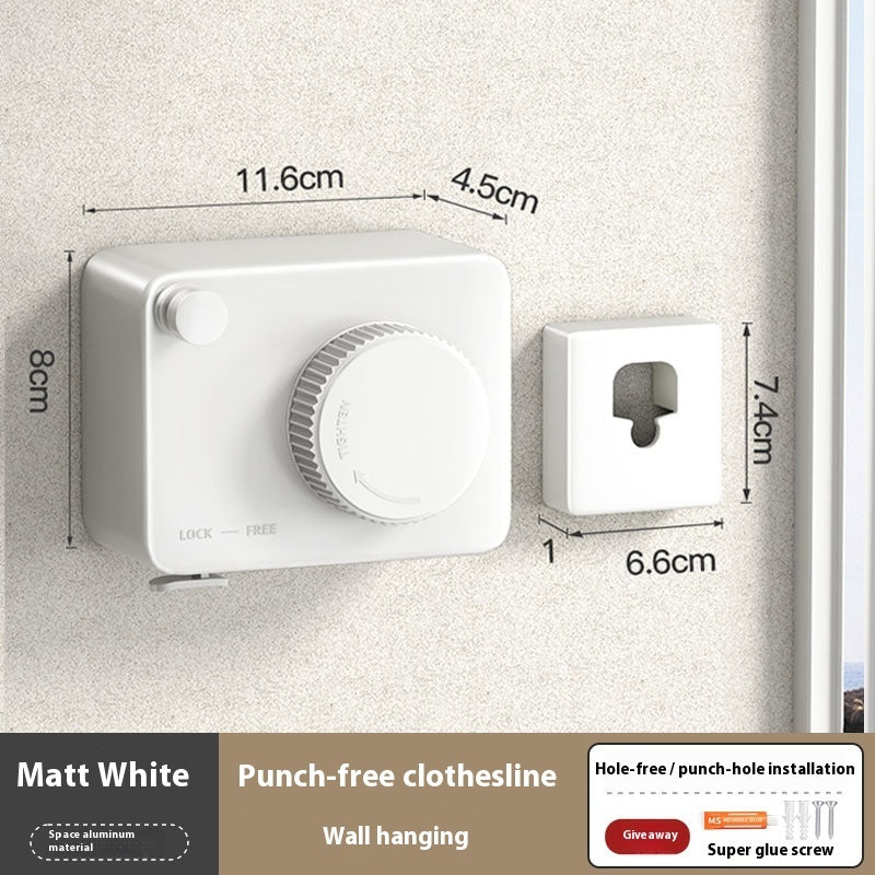 Wall Hanging Laundry Line Household Wire Telescopic House dealsniper-net Matt White Retractable 420cm