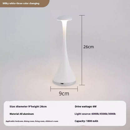 Portable Rechargeable Aluminum Table Lamp Bedroom Bedside Ambience Light Home Decor Gym From House Milky White