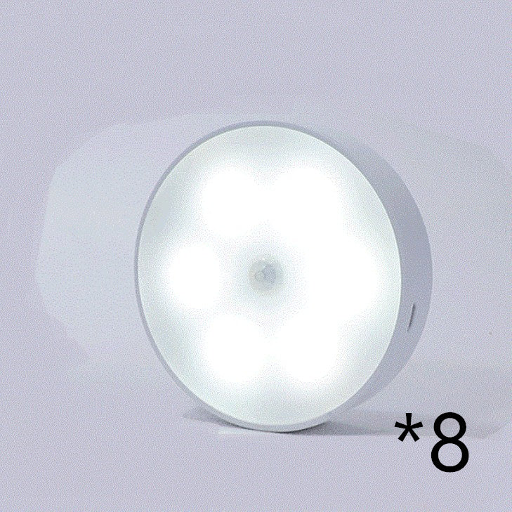 Usb Rechargeable Motion Sensor Light Round Wireless LED Light Kitchen dealsniper-net 8pcs White light USB