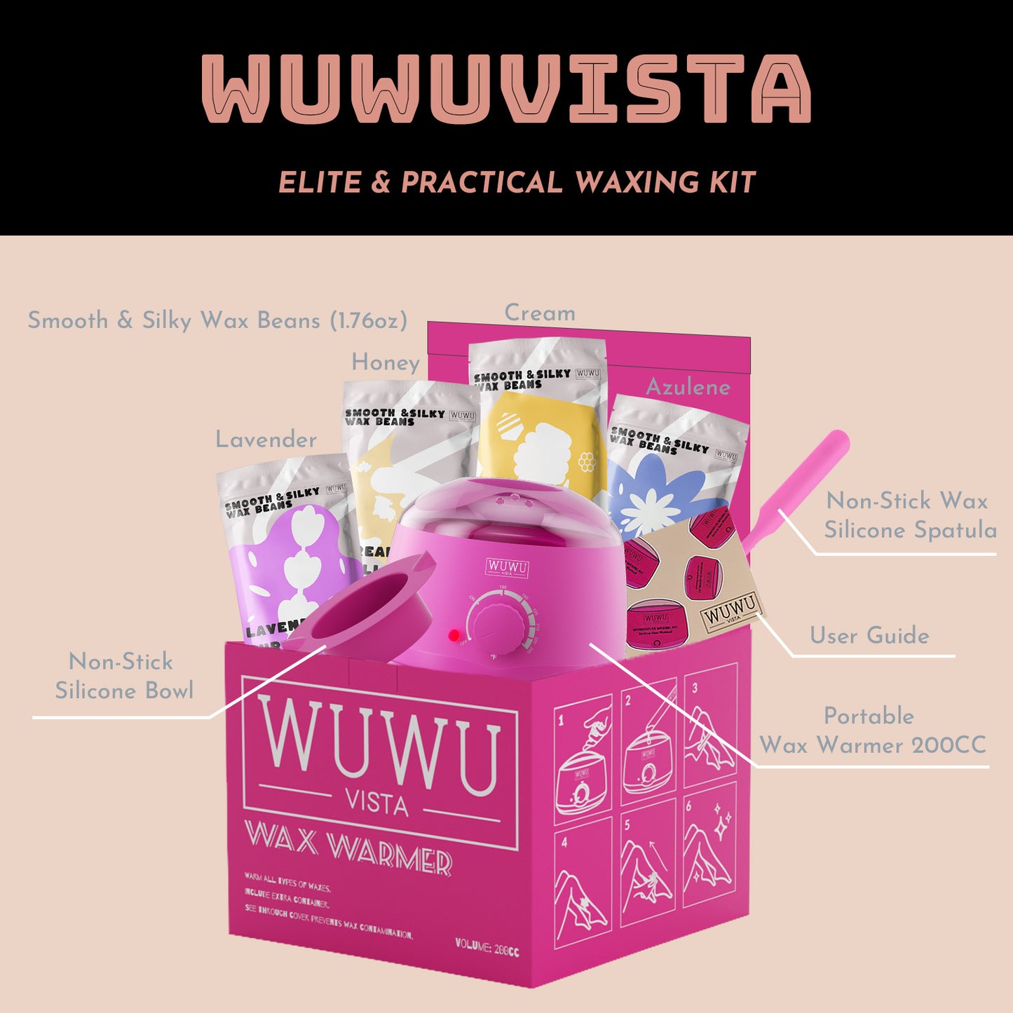 8Pc Waxing Kit Hair Removal Kit With Warmer Beauty dealsniper-net