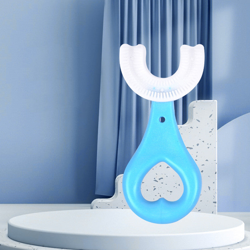 Children's U-shaped Food Grade Soft Rubber Toothbrush Health dealsniper-net Blue