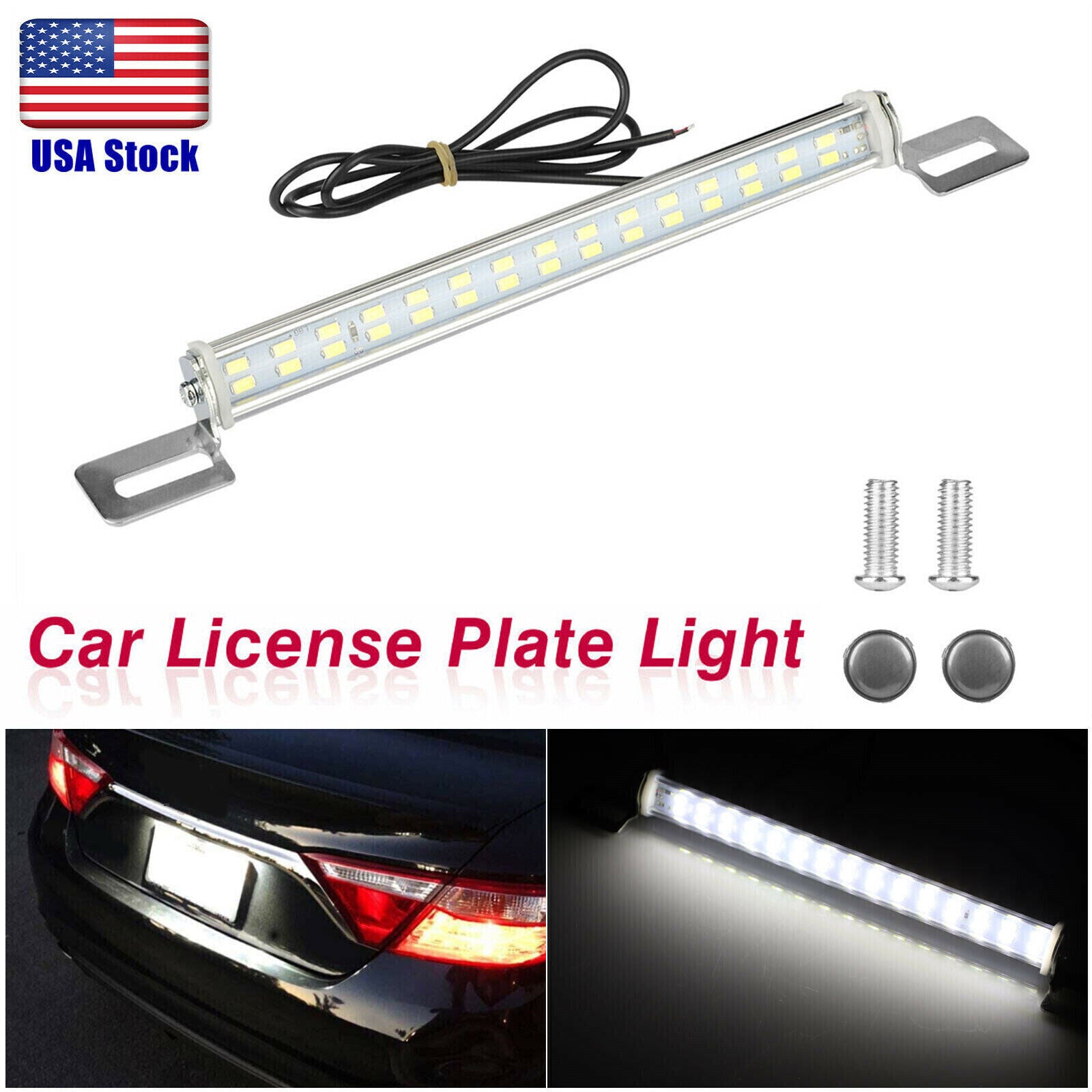 Universal License Plate LED Lamp Back Light Bar For Car SUV Truck RV 6000K White Vehicle dealsniper-net