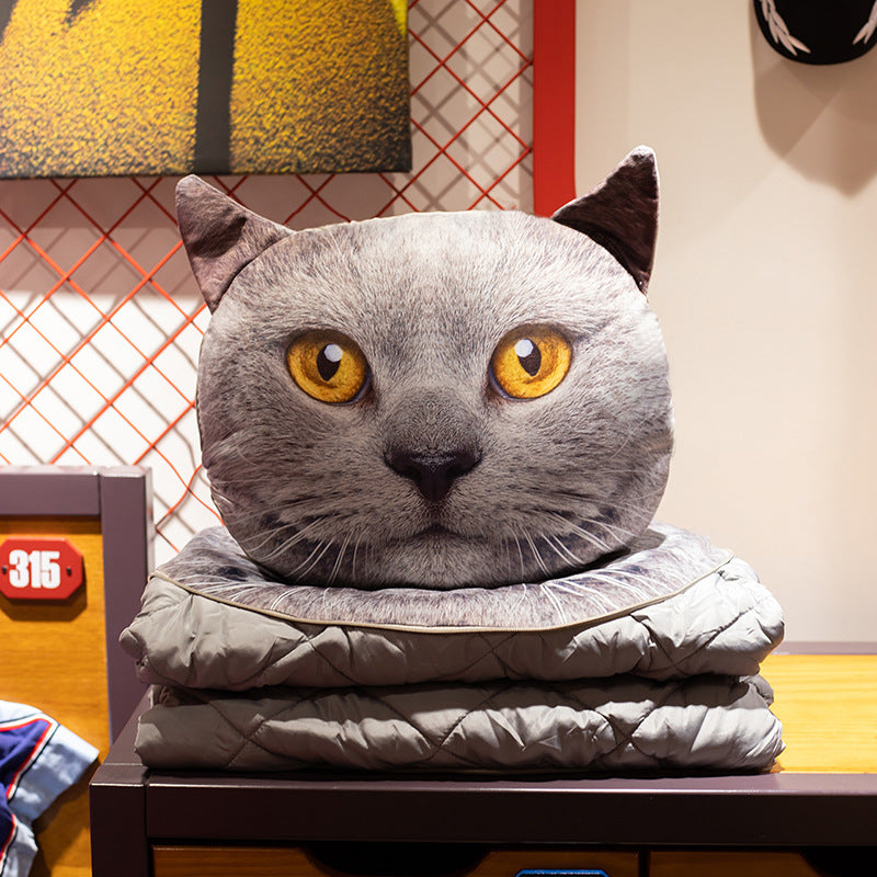 Husky Pillow Quilt Dual Use Two In One Office Lunch Break Pillow House DealSniper.net Grey cat Small