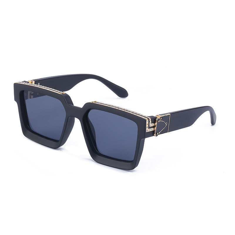 Diamond-Encrusted Large Square Frame Sunglasses For Women Women Gym From House C2