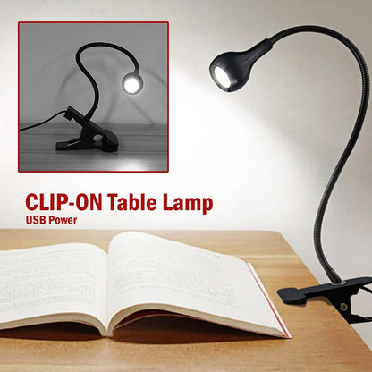 USB Flexible Reading LED Bright Light Book Lamp Clip-on Beside Bed Desk Table Home DealSniper.net