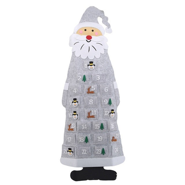 Advent Calendar Fabric Christmas Hanging Pendant Santa Claus Holidays dealsniper-net Grey