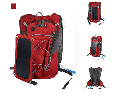 Outdoor riding solar charging backpack men and women lightweight skin sports backpack Men DealSniper.net Red