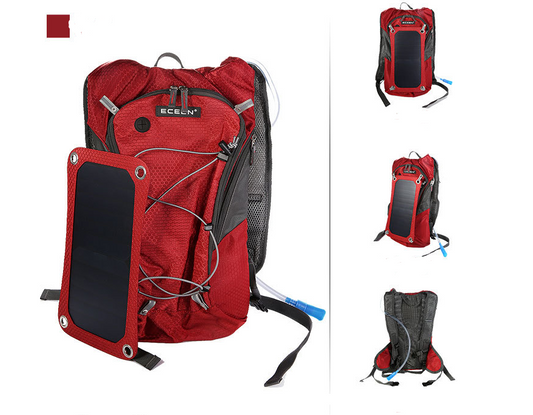 Outdoor riding solar charging backpack men and women lightweight skin sports backpack Men dealsniper-net Red