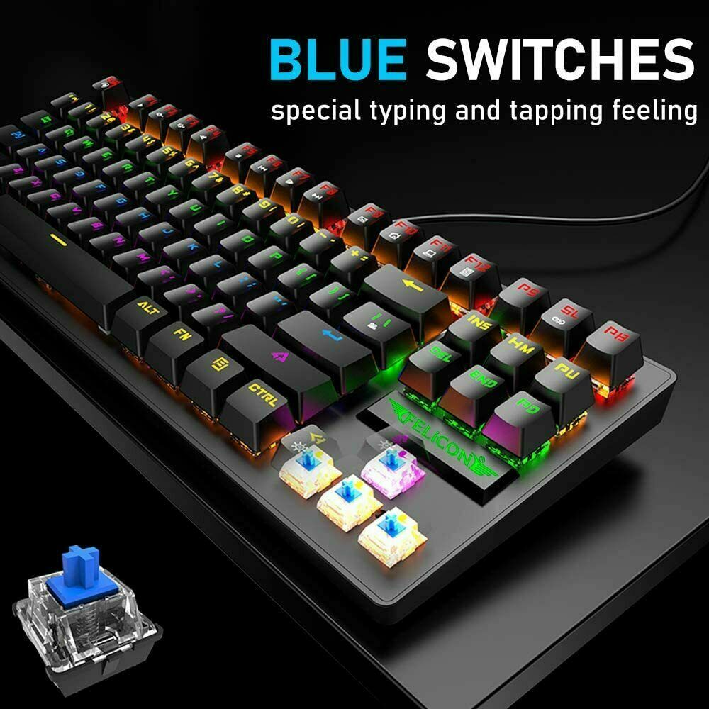 60Percent Mechanical Gaming Keyboard Type C LED Backlit Wired 88 Key For PC Laptop MAC Gadgets dealsniper-net