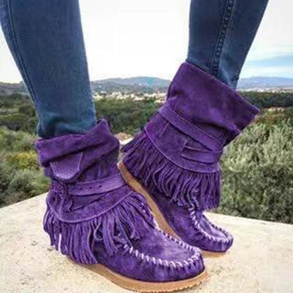 Fringe Middle Boots Women Sexy Tassel Boots Fashion Buckle Women DealSniper.net