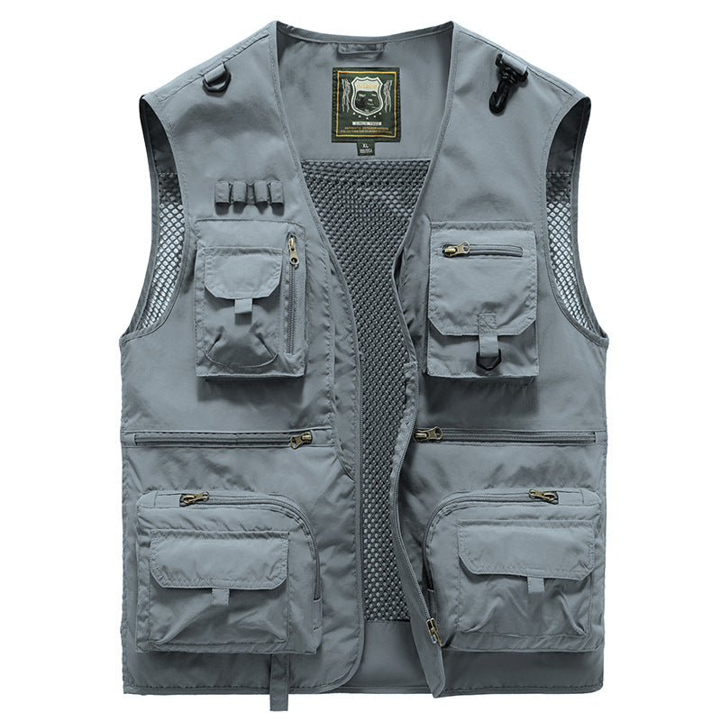 14 Pockets Summer New Men US Tactical Hiking Fishing Vest Men Gym From House Gray 5XL