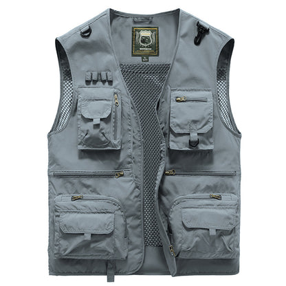 14 Pockets Summer New Men US Tactical Hiking Fishing Vest Men Gym From House Gray 5XL
