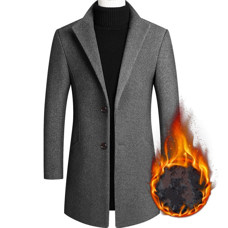 Men's Wool Coat Medium Length Leisure Suit Men dealsniper-net