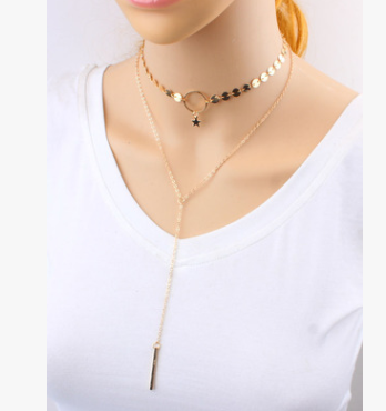 Star Goddess Duo Layering Choker Necklace Jewelry dealsniper-net Gold