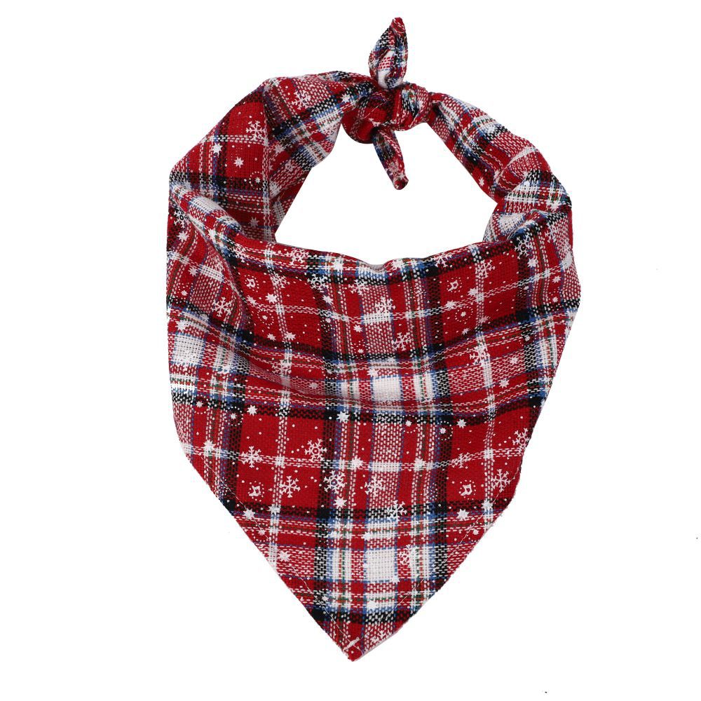 Christmas Triangle Pet Towel Santa Deer Print Dog Scarf Collar Pets Gym From House Snowflake White Red Plaid