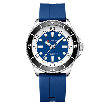 Men's Sports Tape Large Dial Simple Quartz Watch Jewelry DealSniper.net Silver Blue