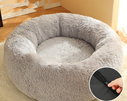 Warm Plush Pet Nest Round Fashion Pets Gym From House Light Grey 2XL