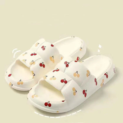 Women Home Shoes Bathroom Slippers Soft Sole Slides Summer Beach Shoes Women dealsniper-net White cherry 36and37