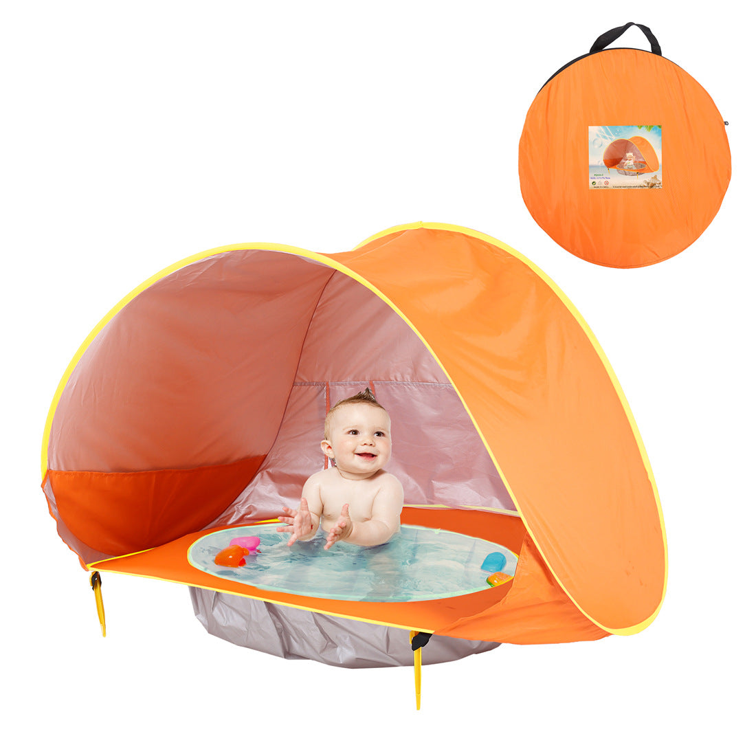 Baby Beach Tent Kids Outdoor Camping Easy Fold Up Waterproof Up Sun Awning Tent UV-protecting Kids dealsniper-net Orange