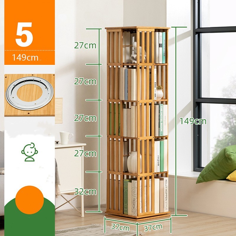 Wooden Horse Person Rotating Bookshelf Floor Lockers Simple House dealsniper-net Primary color Fifth floor