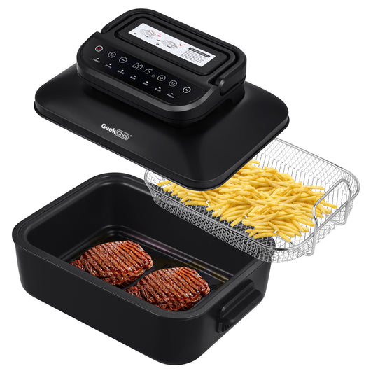 Geek Chef 7 In1 Smokeless Electric Indoor Grill With Air Fry, Home dealsniper-net Default