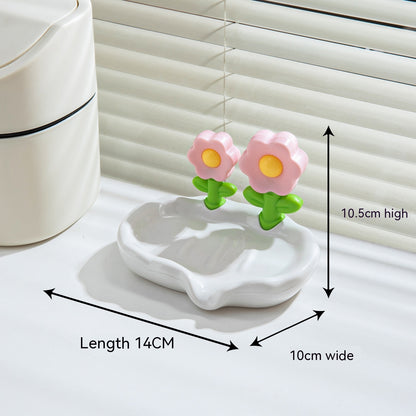 Draining Flowers Soap Dish Home Creative House dealsniper-net Cartoon Pink