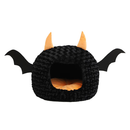 Halloween Little Devil Pet Nest Short Plush Fully Enclosed Warm Holidays dealsniper-net