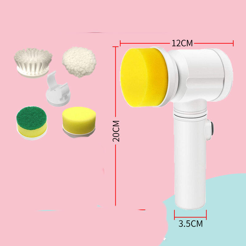 Multifunctional Brush Electric Scrubber Rechargeable Kitchen dealsniper-net Battery 4brush heads